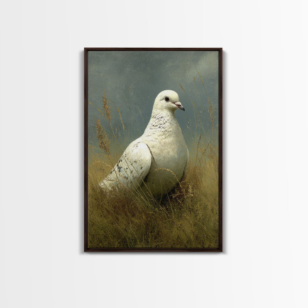 White Dove with Olive Branch and Calm Canvas Print, Bird Art, Printable Art, Living Room Decor, Watercolor Art, Flight, BIR-2x3-96