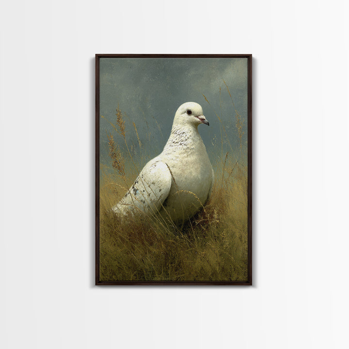 White Dove with Olive Branch and Calm Canvas Print, Bird Art, Printable Art, Living Room Decor, Watercolor Art, Flight, BIR-2x3-96