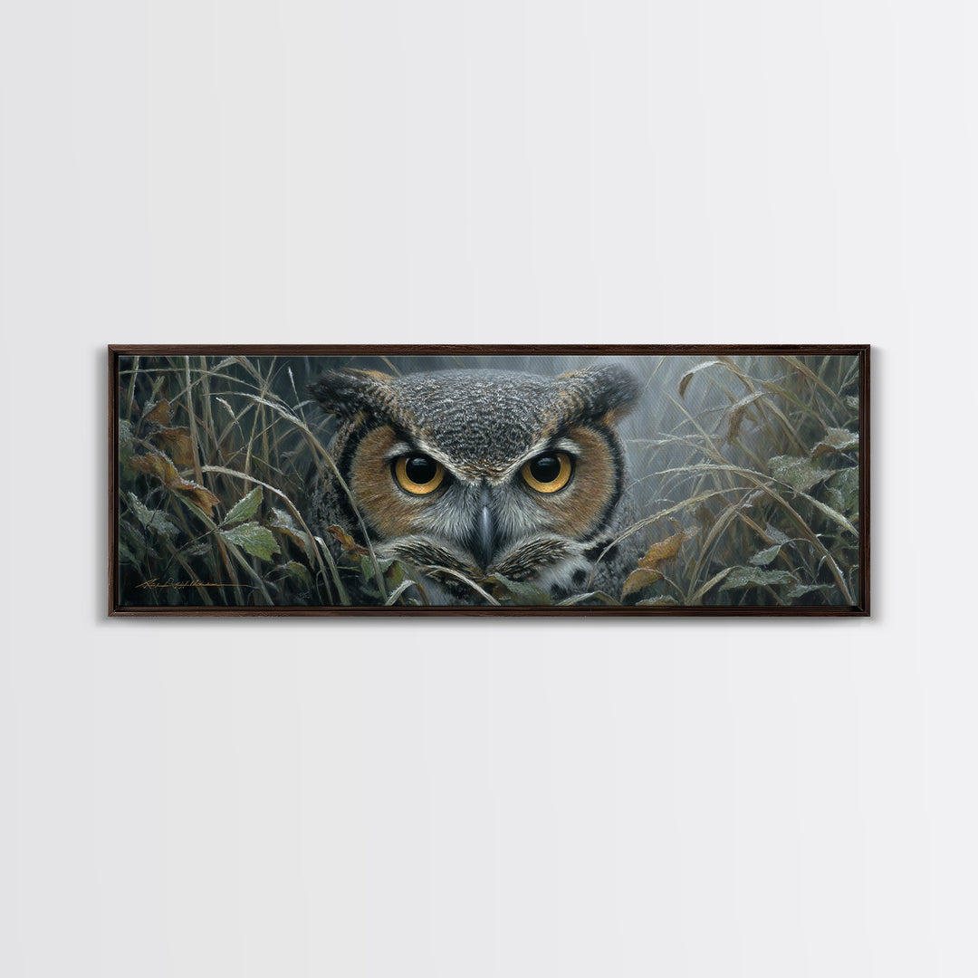 Owl Portrait with Wise Golden Eyes Canvas Print, Bird Art, Gallery Wall, Living Room Decor, Fine Art, Flight, Gallery Decor, BIR-3x1-21
