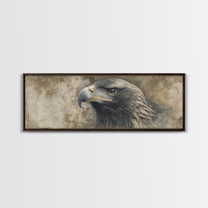 Eagle Portrait with Dramatic Mountain Wind Canvas Print, Bird Art, Digital Download Art, Living Room Decor, Fine Art, Flight, BIR-3x1-4