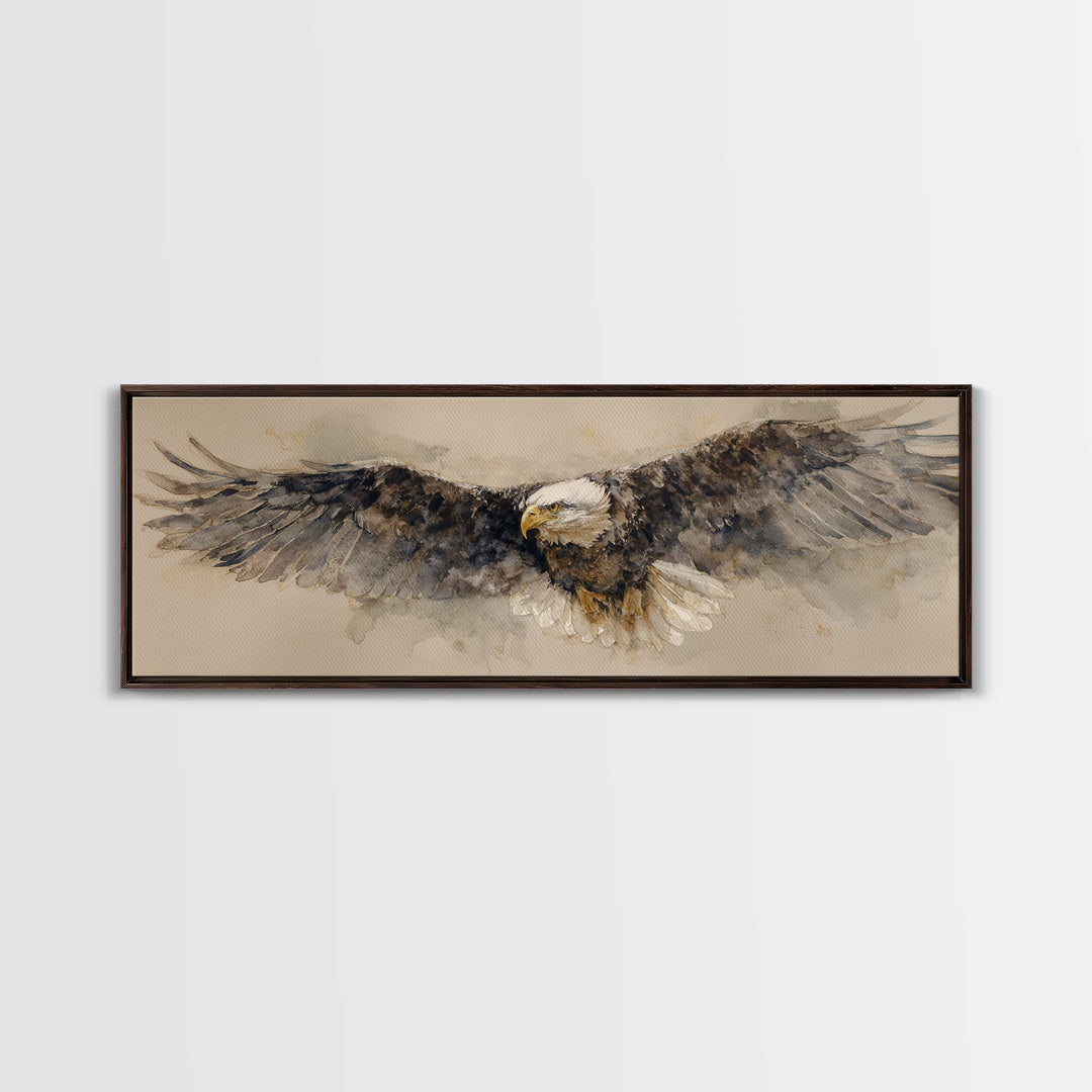 Eagle Portrait with Dramatic Mountain Wind Canvas Print, Bird Art, Home Decor, Living Room Decor, Flight, Modern Wall Art, BIR-3x1-76