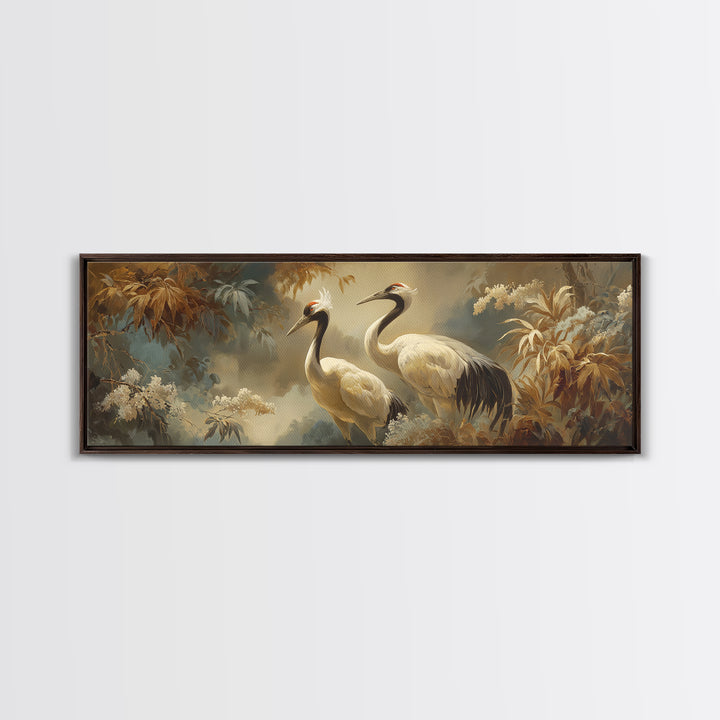 Pair of Cranes Dancing Canvas Print, Bird Art, Room Decor, Living Room Decor, Fine Art, Flight, Digital Print, Printable Art, BIR-3x1-91