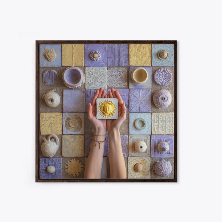 Mystic Hand Holding a Tiny Sun Canvas Print, Boho Art, Modern Decor, Living Room Decor, Oil Painting, Bohemian, Wall Decor, BOH-1x1-30