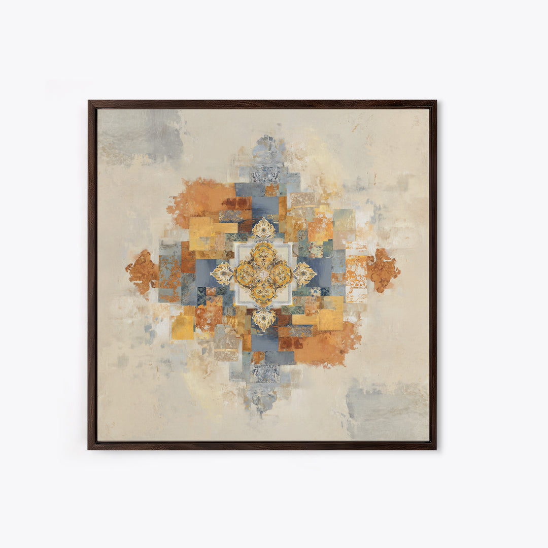 Organic Shape Collage Framed Canvas Print, Boho Art, Prints, Living Room Decor, Fine Art, Bohemian, Abstract Art, Canvas Art, BOH-1x1-48