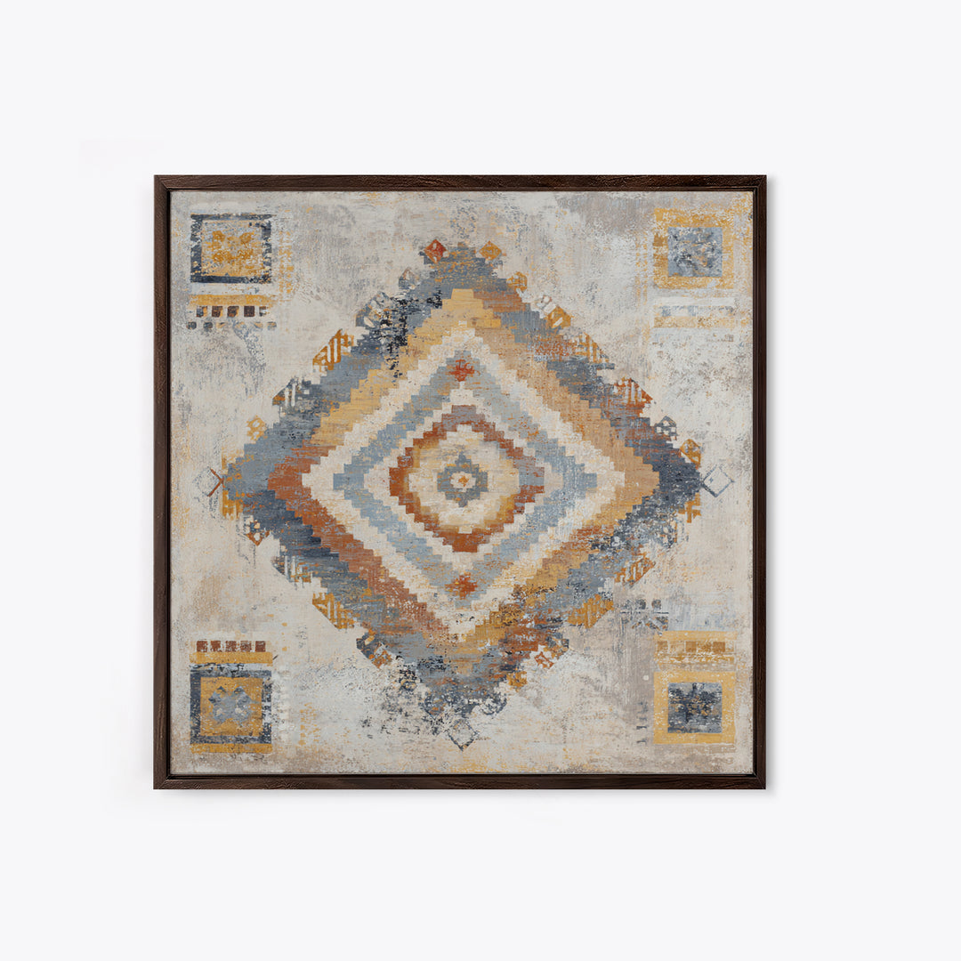 Tribal Neutral Pattern Framed Canvas Print, Boho Art, Statement Artwork, Living Room Decor, Fine Art, Bohemian, Art Prints, BOH-1x1-62