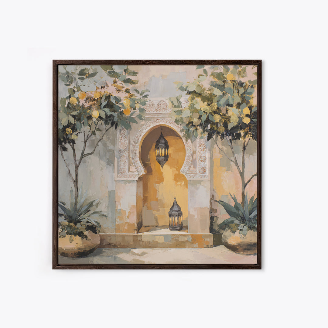 Hand Painted Moroccan Arch Framed Canvas Print, Boho Art, Statement Artwork, Living Room Decor, Fine Art, Bohemian, Art Prints, BOH-1x1-67