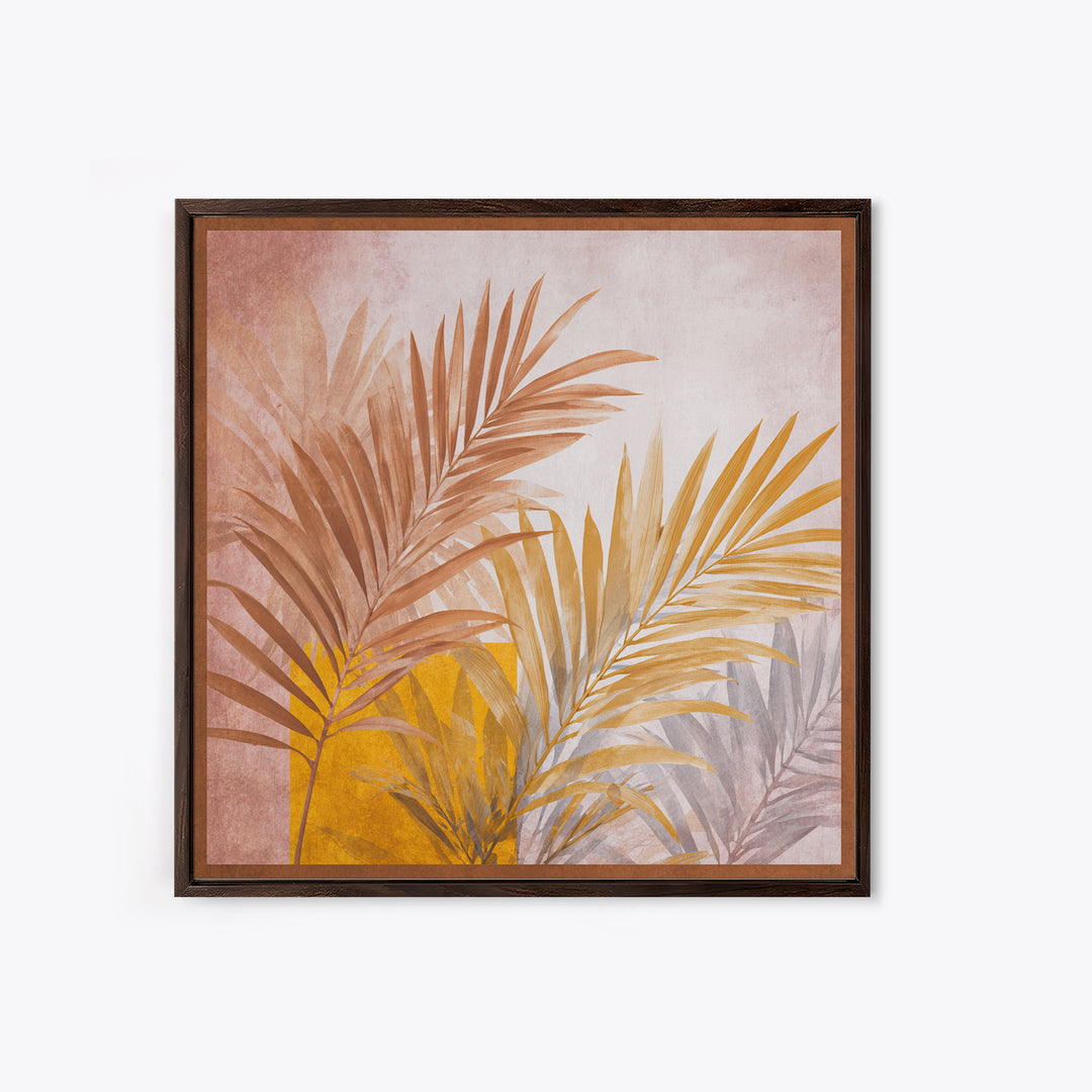 Terracotta Palm Leaves Canvas Print, Boho Art, Printable Wall Art, Living Room Decor, Fine Art, Bohemian, Abstract Wall Art, BOH-1x1-77