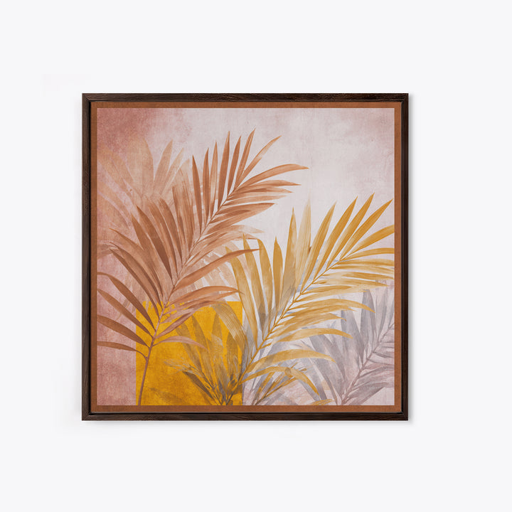 Terracotta Palm Leaves Canvas Print, Boho Art, Printable Wall Art, Living Room Decor, Fine Art, Bohemian, Abstract Wall Art, BOH-1x1-77