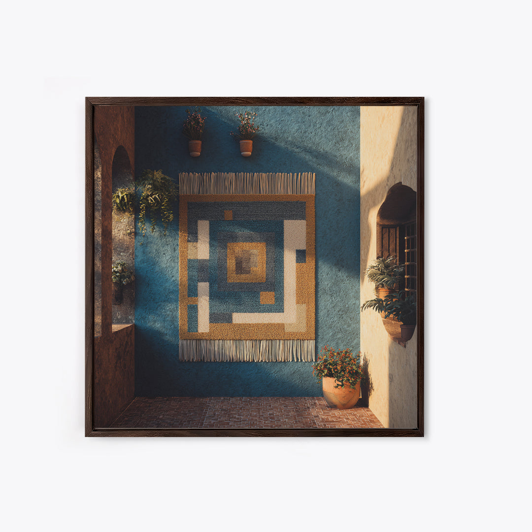 Macrame Geometric Fringe Pattern Framed Canvas Print, Boho Art, Room Decor, Living Room Decor, Fine Art, Bohemian, Printable, BOH-1x1-79