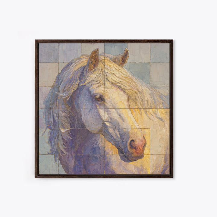 Wild Horse in Dusty Golden Light Framed Canvas Print, Boho Art, Printable, Living Room Decor, Bohemian, Abstract Wall Art, BOH-1x1-8