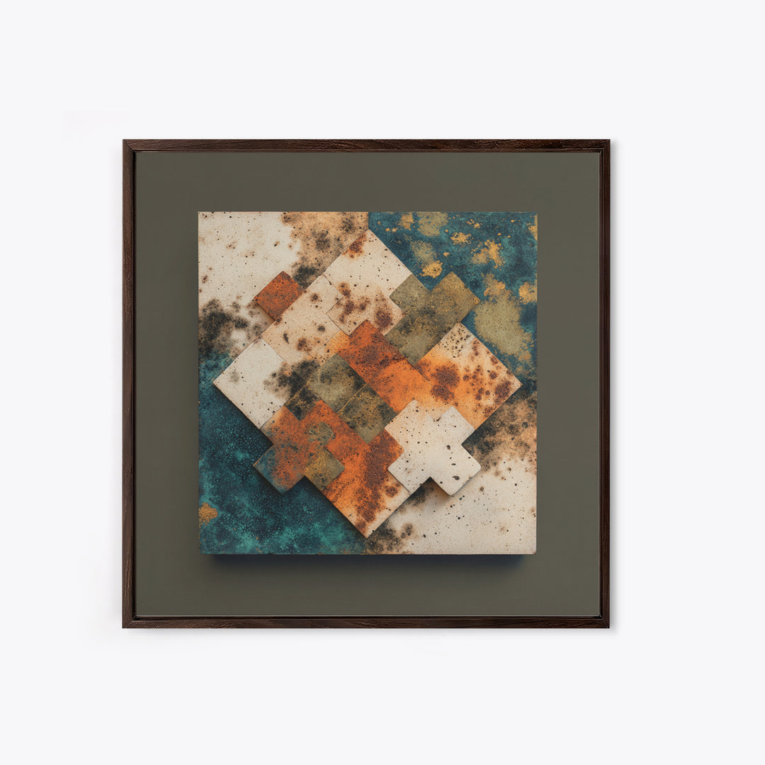 Abstract Clay Shapes Framed Canvas Print, Boho Art, Wall Art, Living Room Decor, Fine Art, Bohemian, Art Deco, Artwork, BOH-1x1-88