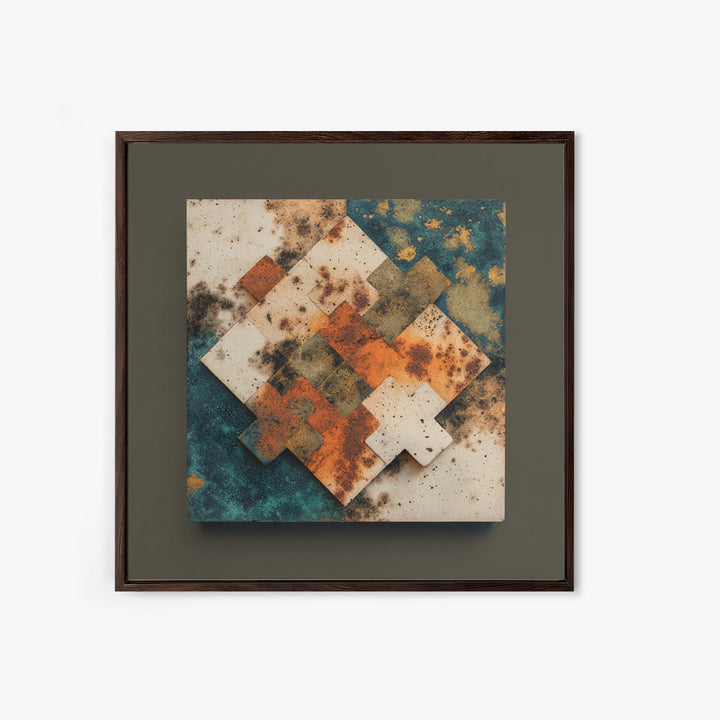 Abstract Clay Shapes Framed Canvas Print, Boho Art, Wall Art, Living Room Decor, Fine Art, Bohemian, Art Deco, Artwork, BOH-1x1-88