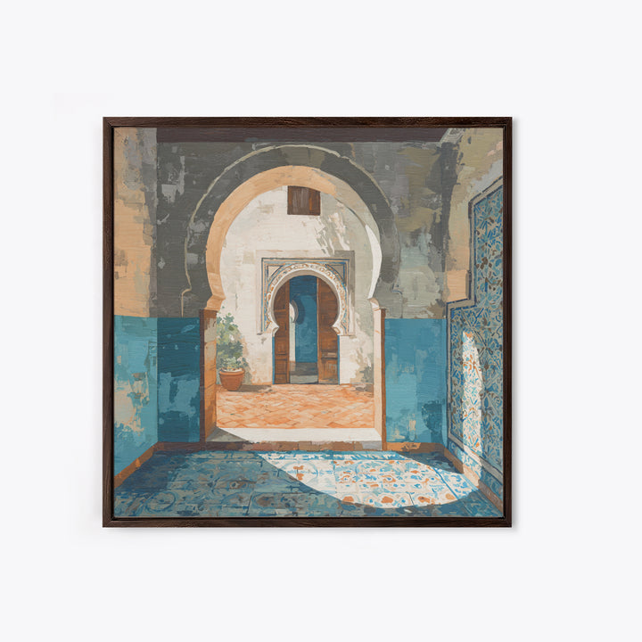 Hand Painted Moroccan Arch Canvas Print, Boho Art, Minimalist Decor, Living Room Decor, Fine Art, Bohemian, Digital Wall Art, BOH-1x1-91