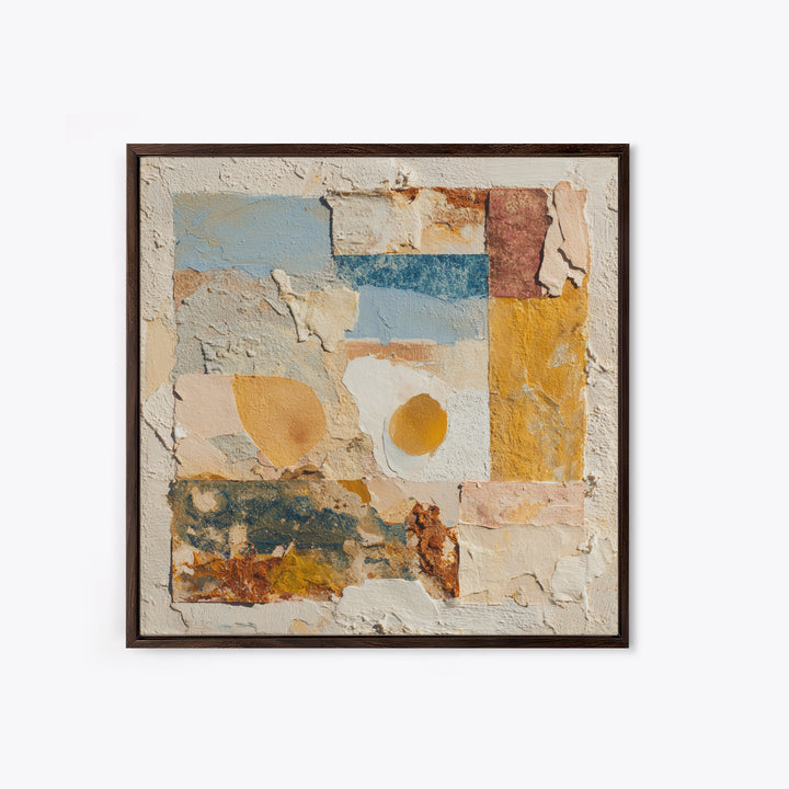 Organic Shape Collage Framed Canvas Print, Boho Art, Printable, Living Room Decor, Abstract Art, Bohemian, Abstract Wall Art, BOH-1x1-96