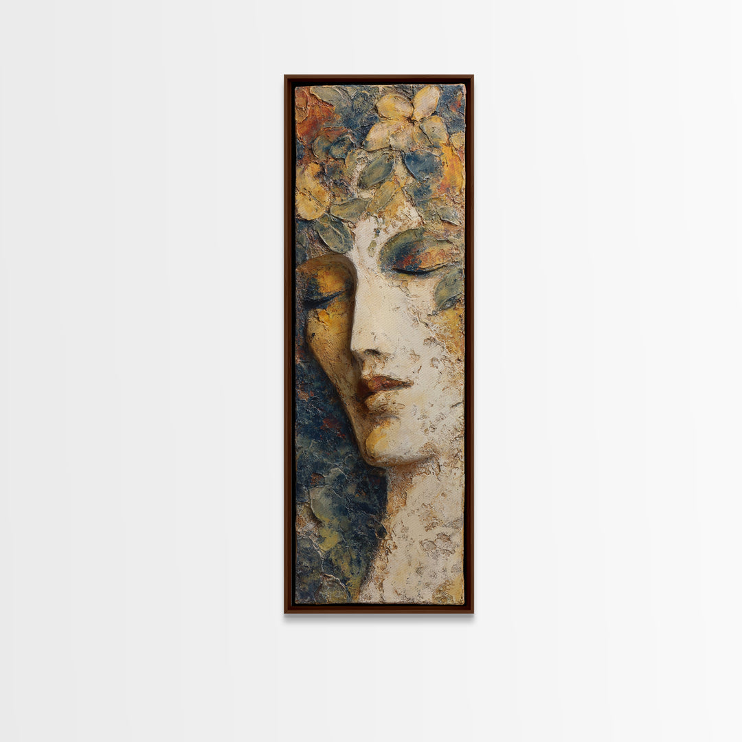 Abstract Female Face Canvas Print, Boho Art, Mid Century Modern, Living Room Decor, Fine Art, Bohemian, Boho Wall Art, BOH-1x3-16