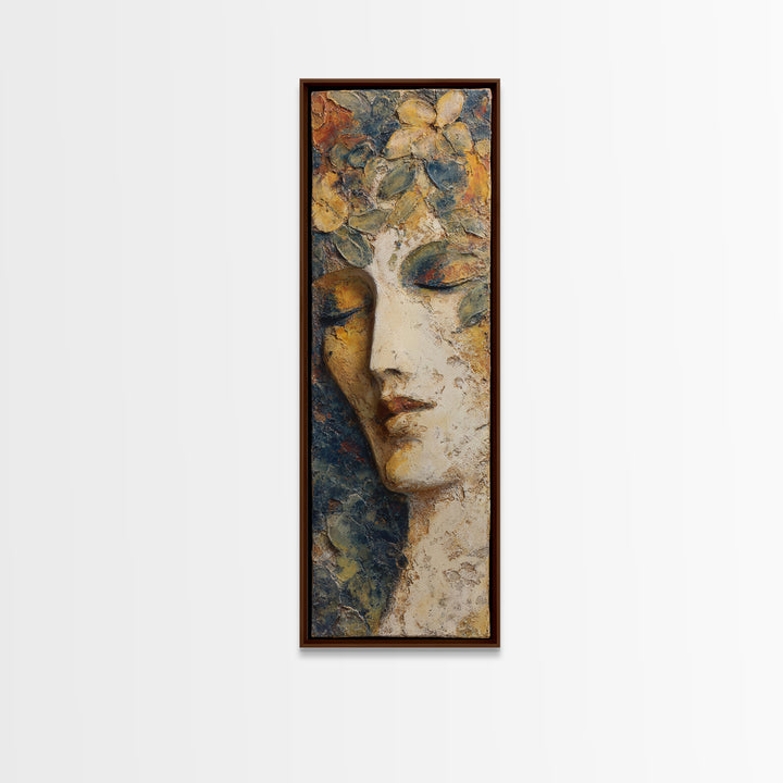 Abstract Female Face Canvas Print, Boho Art, Mid Century Modern, Living Room Decor, Fine Art, Bohemian, Boho Wall Art, BOH-1x3-16