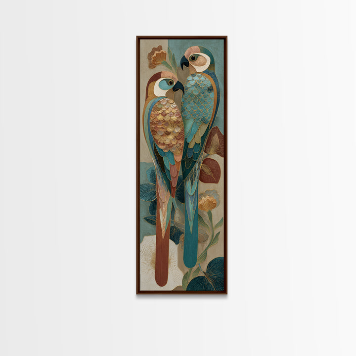 Boho Bird Pair Canvas Print, Boho Art, Artwork, Living Room Decor, Fine Art, Bohemian, Boho Decor, Living Room Wall Art, BOH-1x3-32