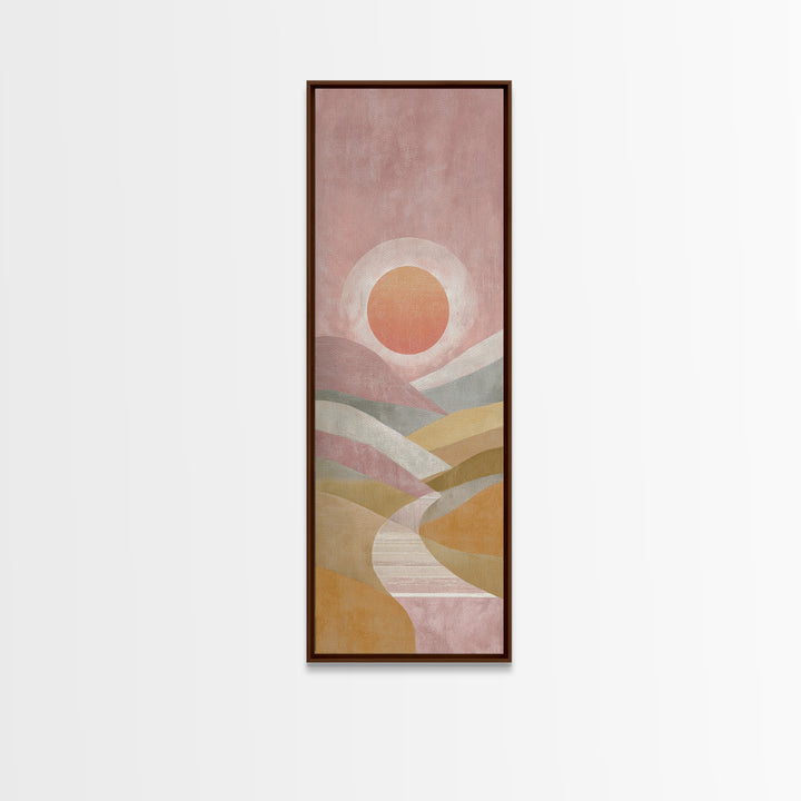Sunrise over Rolling Dunes in Muted Peach Canvas Print, Boho Art, Wall Art Print, Living Room Decor, Fine Art, Bohemian, BOH-1x3-33