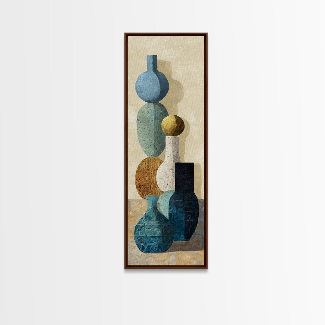 Abstract Clay Shapes Framed Canvas Print, Boho Art, Digital Art, Living Room Decor, Fine Art, Bohemian, Printable Art, BOH-1x3-4