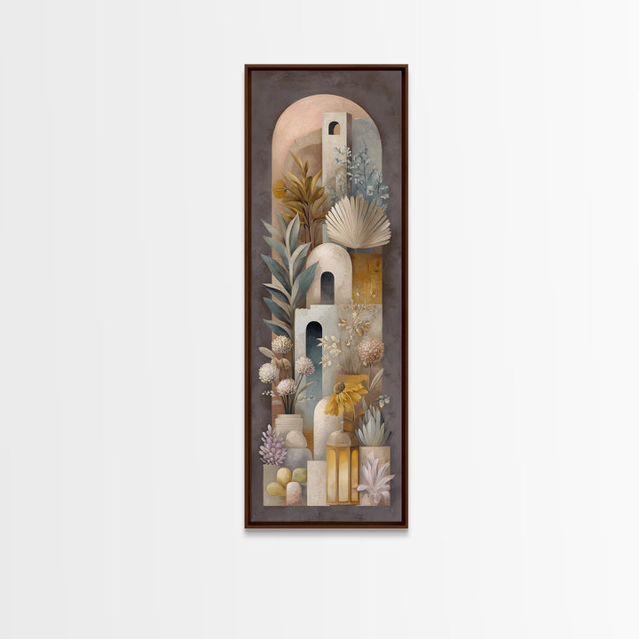 Hand Painted Moroccan Arch Canvas Print, Boho Art, Neutral Decor, Living Room Decor, Oil Painting, Bohemian, Wall Decor, BOH-1x3-55