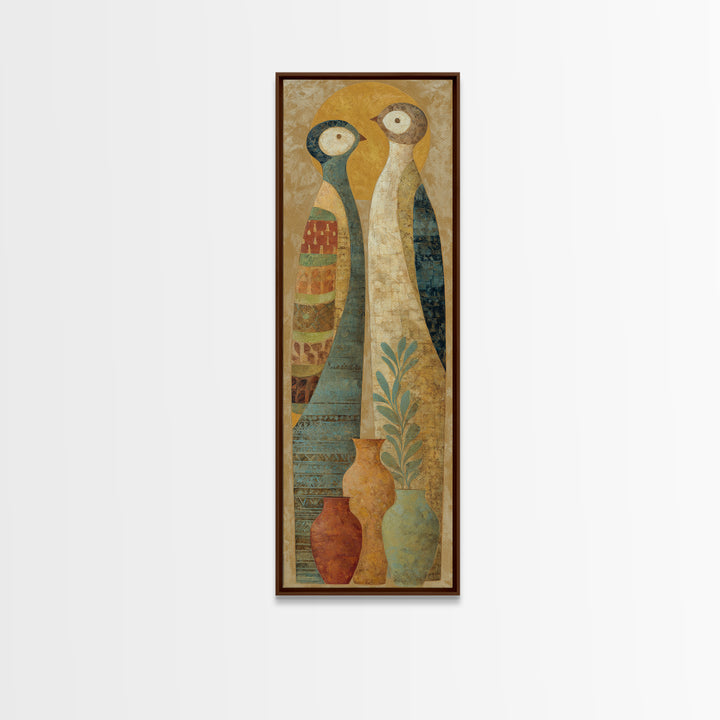 Boho Bird Pair Canvas Print, Boho Art, Modern Wall Art, Living Room Decor, Fine Art, Bohemian, Textured Painting, BOH-1x3-56