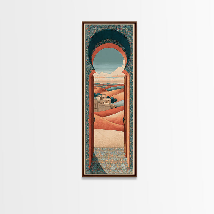 Sunrise over Rolling Dunes in Muted Peach Canvas Print, Boho Art, Art Prints, Living Room Decor, Abstract Art, Bohemian, BOH-1x3-57