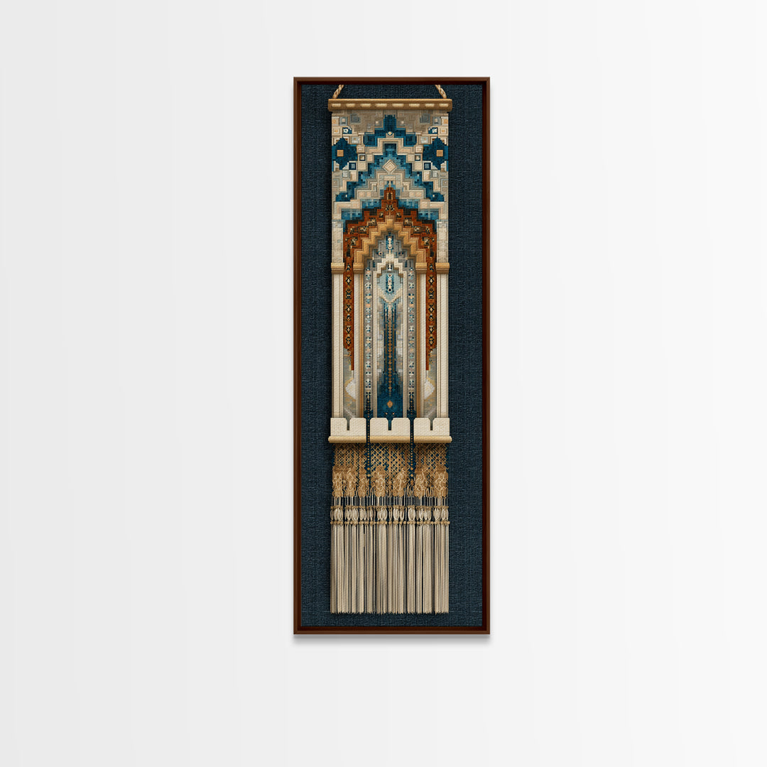 Macrame Geometric Fringe Pattern Canvas Print, Boho Art, Minimalist Decor, Living Room Decor, Abstract Art, Bohemian, BOH-1x3-67