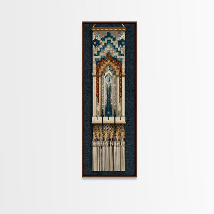 Macrame Geometric Fringe Pattern Canvas Print, Boho Art, Minimalist Decor, Living Room Decor, Abstract Art, Bohemian, BOH-1x3-67