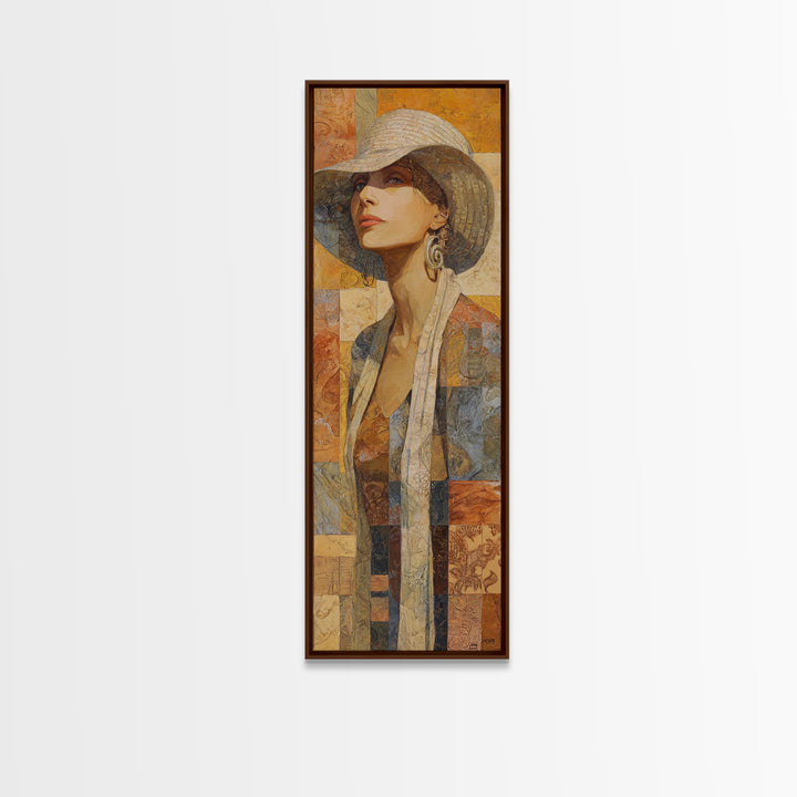 Desert Woman Portrait Framed Canvas Print, Boho Art, Wall Art, Living Room Decor, Fine Art, Bohemian, Art Deco, Artwork, BOH-1x3-75