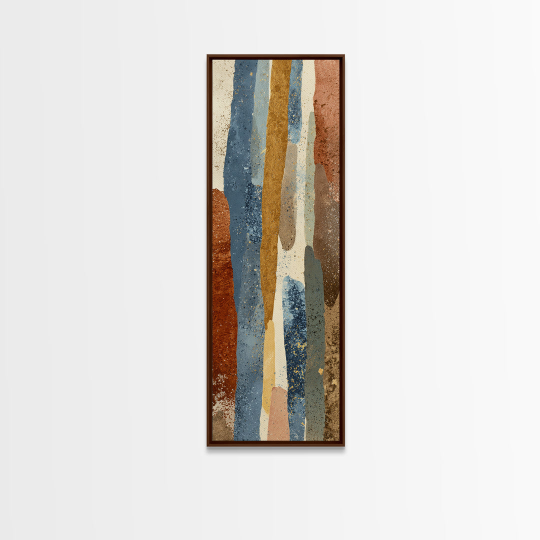 Abstract Clay Shapes Framed Canvas Print, Boho Art, Wall Art Set, Living Room Decor, Fine Art, Bohemian, Home Decor, Wall Decor, BOH-1x3-76