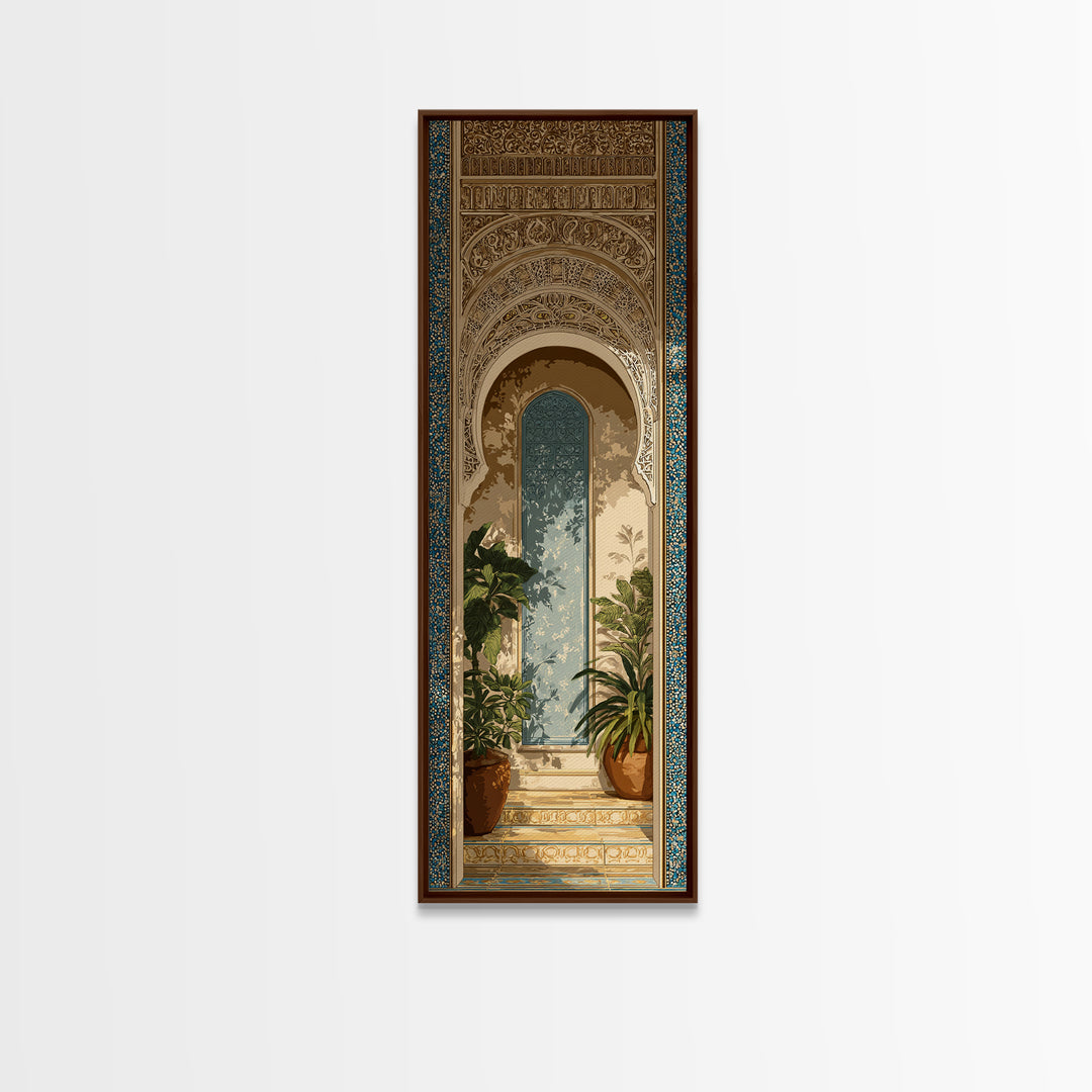Hand Painted Moroccan Arch Framed Canvas Print, Boho Art, Room Decor, Living Room Decor, Fine Art, Bohemian, Printable, BOH-1x3-79