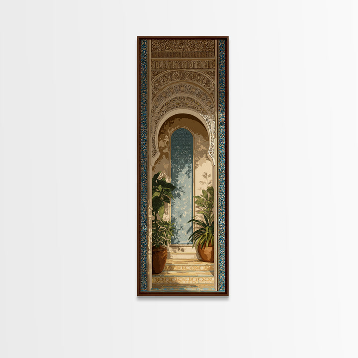 Hand Painted Moroccan Arch Framed Canvas Print, Boho Art, Room Decor, Living Room Decor, Fine Art, Bohemian, Printable, BOH-1x3-79