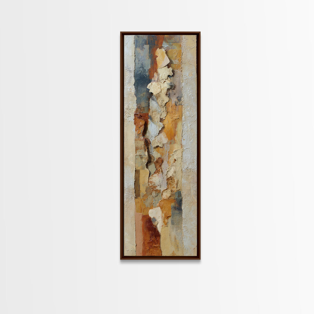 Organic Shape Collage Framed Canvas Print, Boho Art, Boho Decor, Living Room Decor, Fine Art, Bohemian, Textured Painting, BOH-1x3-84
