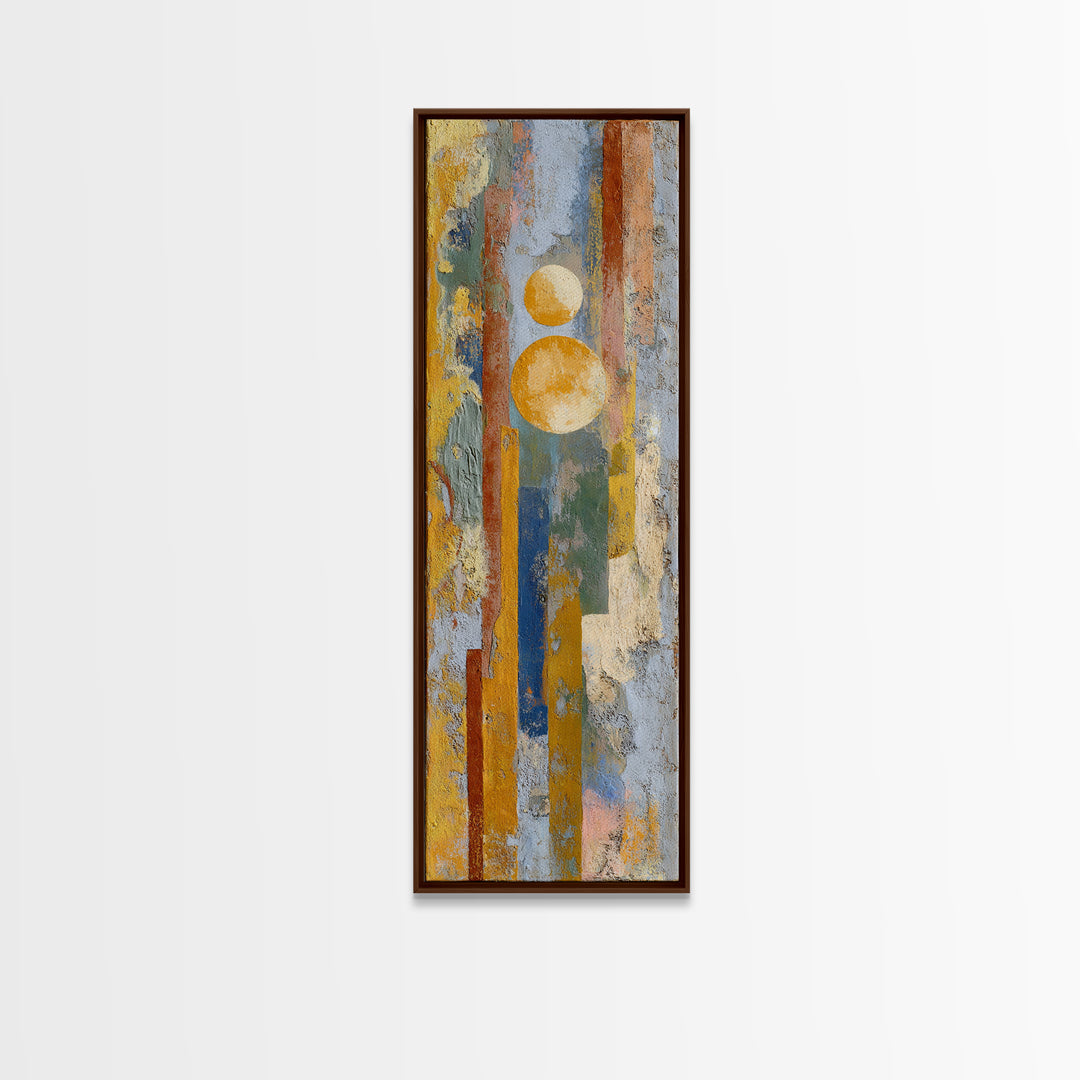 Sun and Moon Celestial Folk Motif Canvas Print, Boho Art, Home Decor, Living Room Decor, Fine Art, Bohemian, Artwork, BOH-1x3-94