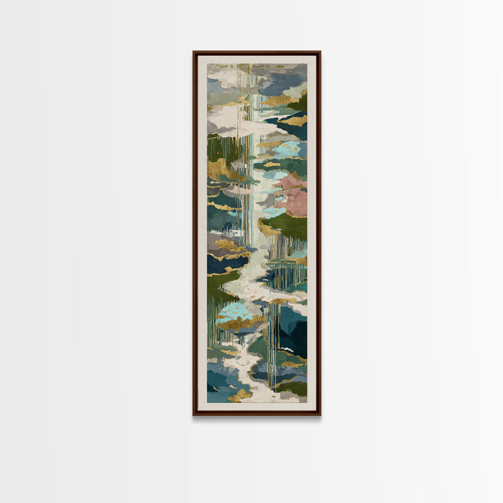 Earth Tone Mountain and River Abstraction Canvas Print, Boho Art, Art Prints, Living Room Decor, Oil Painting, Bohemian, BOH-1x3-95