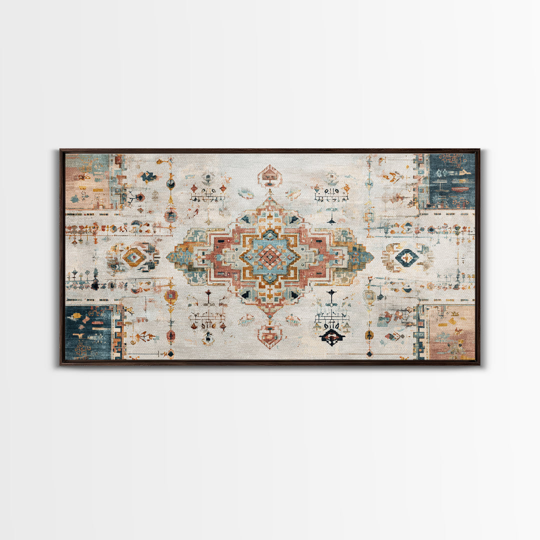 Tribal Neutral Pattern Framed Canvas Print, Boho Art, Prints, Living Room Decor, Fine Art, Bohemian, Abstract Art, Canvas Art, BOH-2x1-10