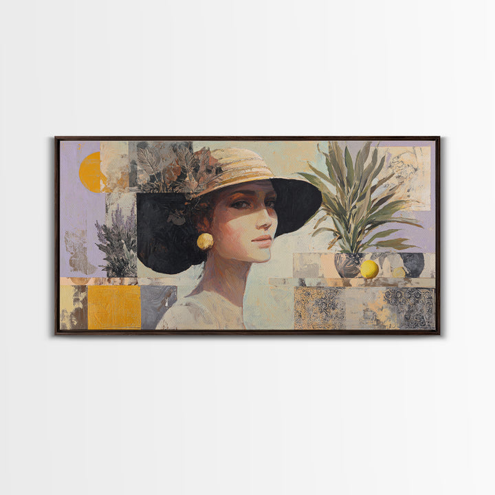 Desert Woman Portrait Framed Canvas Print, Boho Art, Boho Wall Art, Living Room Decor, Fine Art, Bohemian, Statement Artwork, BOH-2x1-11