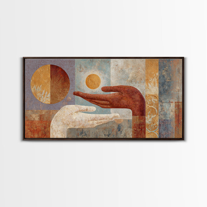 Mystic Hand Holding a Tiny Sun Canvas Print, Boho Art, Art, Living Room Decor, Abstract Art, Bohemian, Wallart, Art Nouveau, BOH-2x1-2