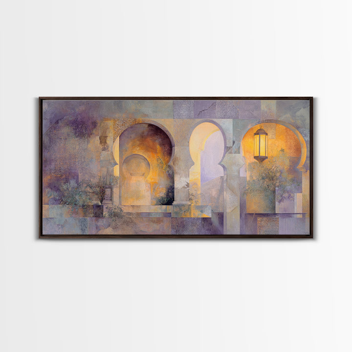 Hand Painted Moroccan Arch Canvas Print, Boho Art, Mid Century Modern, Living Room Decor, Oil Painting, Bohemian, Boho Wall Art, BOH-2x1-39