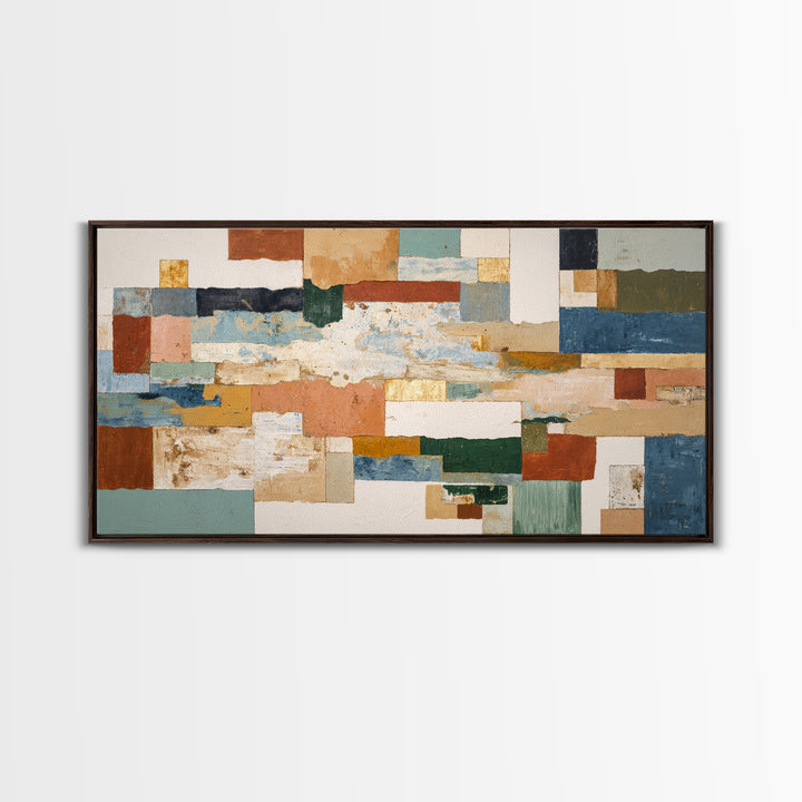 Organic Shape Collage Canvas Print, Boho Art, Minimalist Decor, Living Room Decor, Fine Art, Bohemian, Digital Wall Art, BOH-2x1-44
