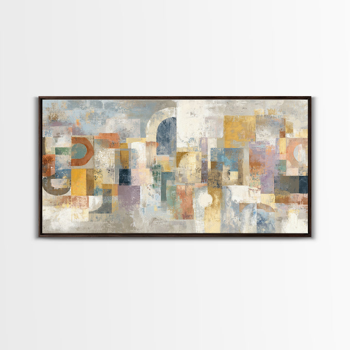Tribal Neutral Pattern Canvas Print, Boho Art, Mid Century Modern, Living Room Decor, Fine Art, Bohemian, Boho Wall Art, BOH-2x1-58