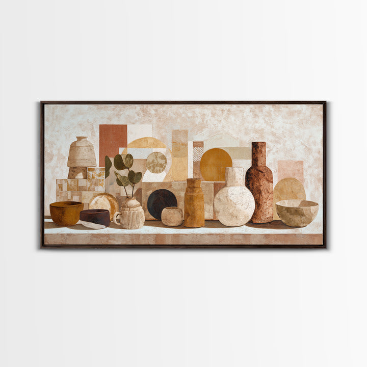 Organic Shape Collage Canvas Print, Boho Art, Mid Century Modern, Living Room Decor, Abstract Art, Bohemian, Boho Wall Art, BOH-2x1-68