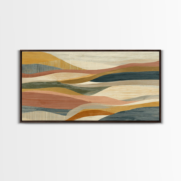 Desert Sun with Cactus and Warm Clay Canvas Print, Boho Art, Modern Wall Art, Living Room Decor, Fine Art, Bohemian, BOH-2x1-69