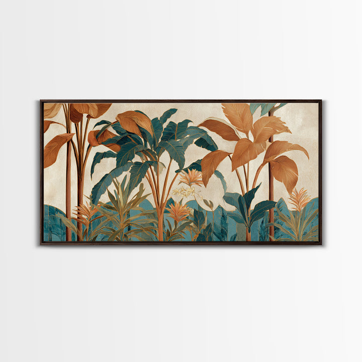 Terracotta Palm Leaves Canvas Print, Boho Art, Living Room Decor, Bohemian, Modern Decor, Fine Art Print, Statement Artwork, BOH-2x1-73