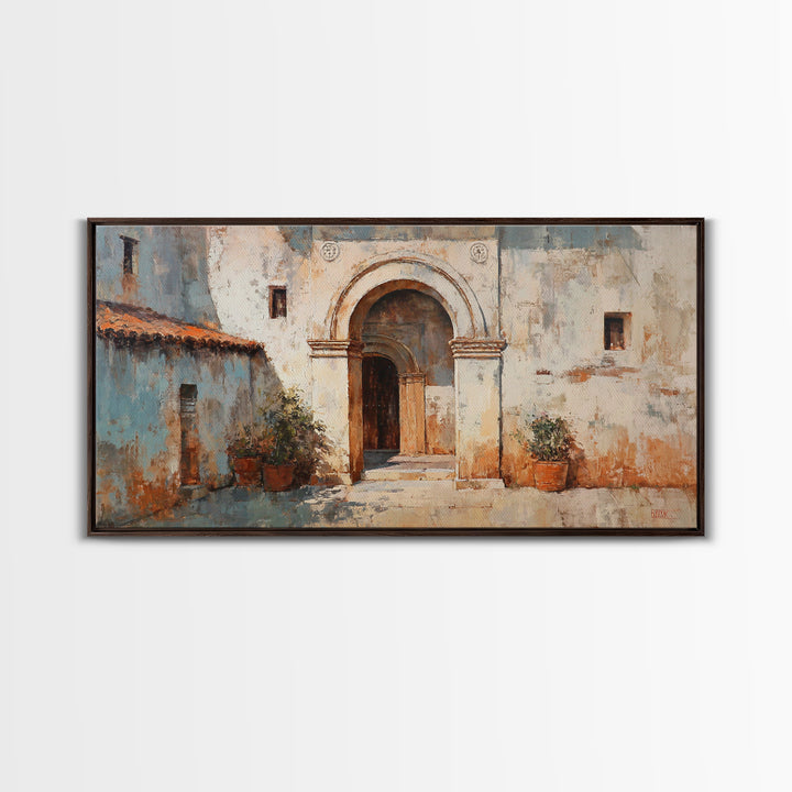 Hand Painted Moroccan Arch Framed Canvas Print, Boho Art, Living Room Wall Art, Living Room Decor, Fine Art, Bohemian, BOH-2x1-87