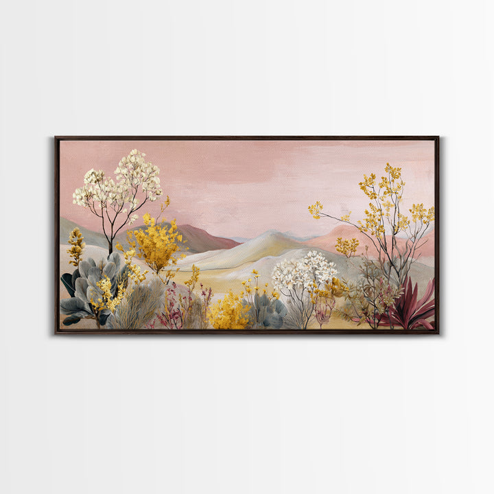 Sunrise over Rolling Dunes in Muted Peach Canvas Print, Boho Art, Wall Art Print, Living Room Decor, Fine Art, Bohemian, BOH-2x1-89