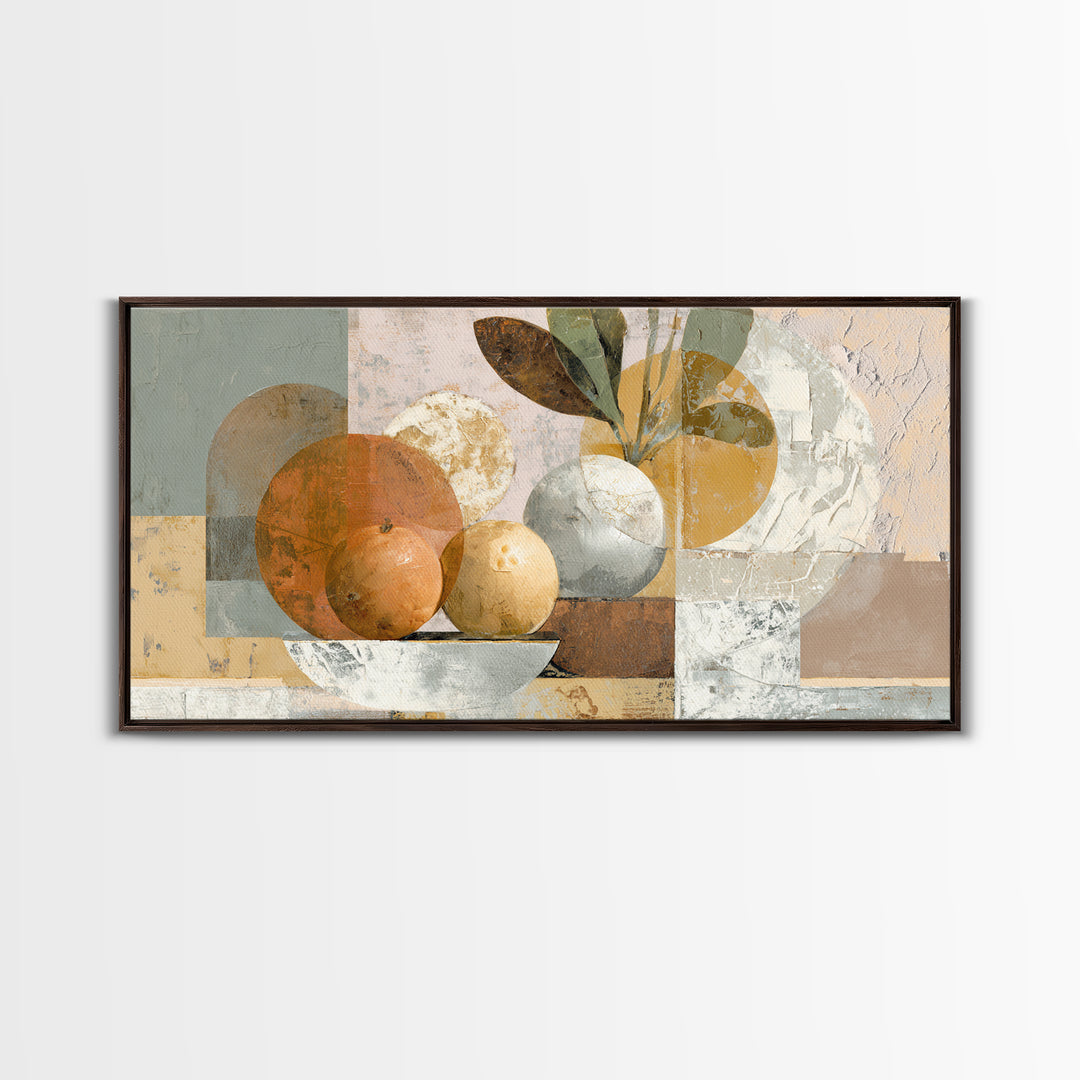 Organic Shape Collage Framed Canvas Print, Boho Art, Art Nouveau, Living Room Decor, Abstract Art, Bohemian, Wall Print, BOH-2x1-92