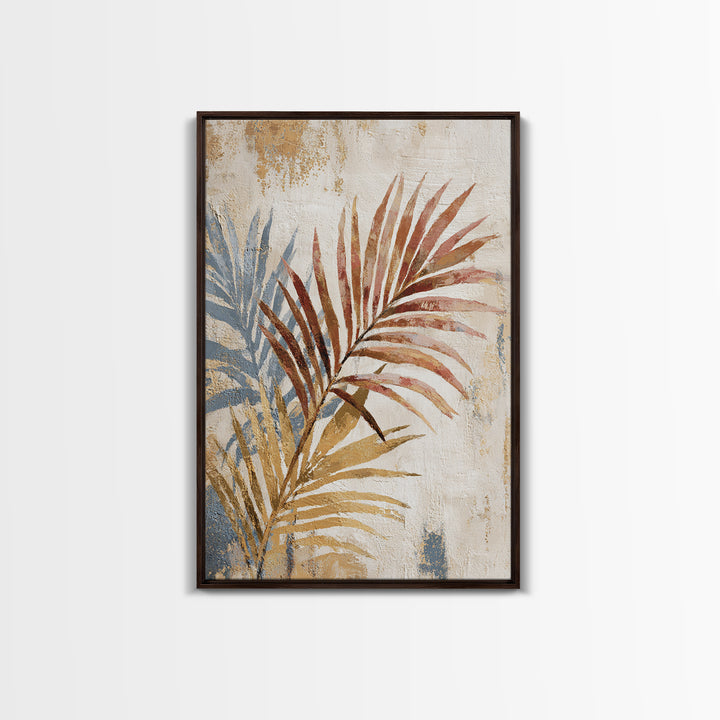 Terracotta Palm Leaves Framed Canvas Print, Boho Art, Digital Print, Living Room Decor, Fine Art, Bohemian, Gallery Decor, BOH-2x3-13