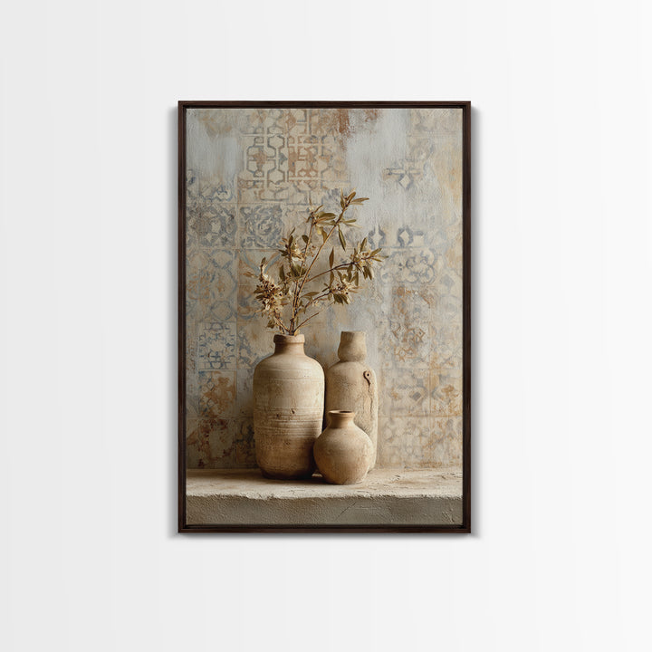 Tribal Neutral Pattern Framed Canvas Print, Boho Art, Printable, Living Room Decor, Fine Art, Bohemian, Abstract Wall Art, BOH-2x3-22