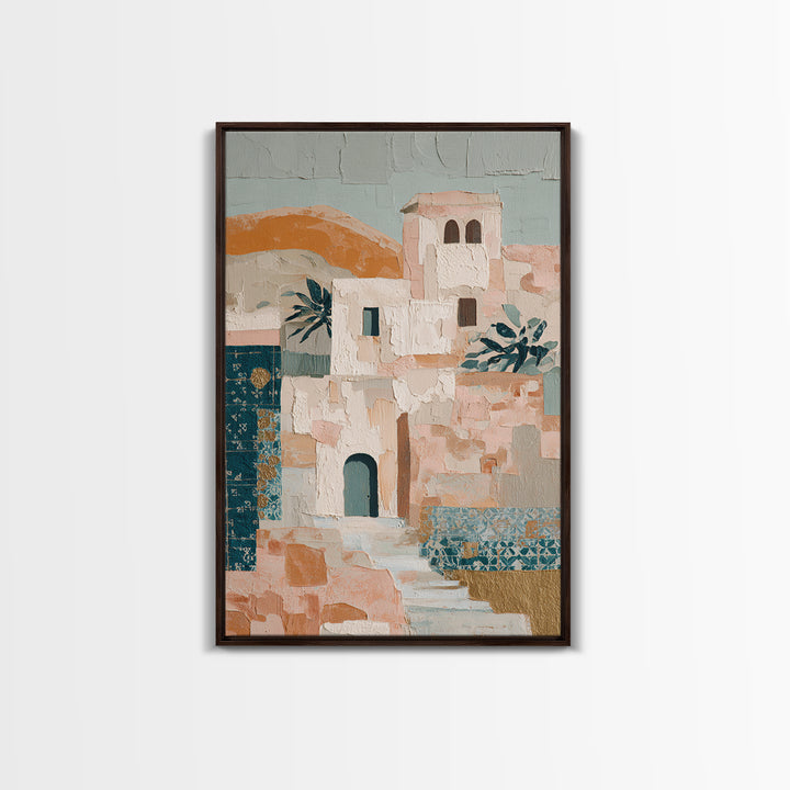 Sunrise over Rolling Dunes in Muted Peach Canvas Print, Boho Art, Abstract Art, Living Room Decor, Watercolor Art, Bohemian, BOH-2x3-29
